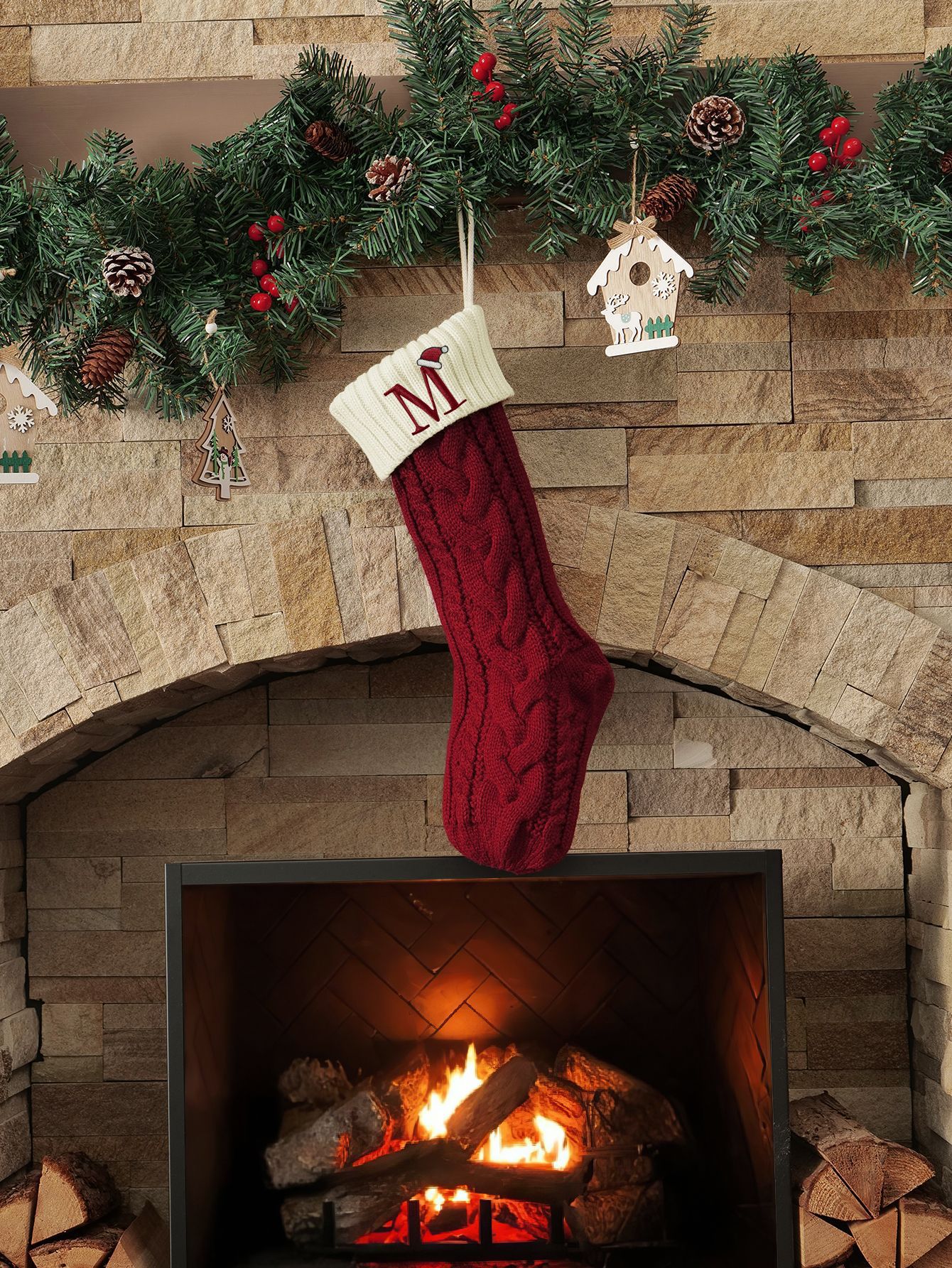 Amazon Europa y los Estados Unidos medias de Navidad personalizadas bordadas calcetines de letras de punto medias de regalo de Navidad colgantes fabricantes image 82