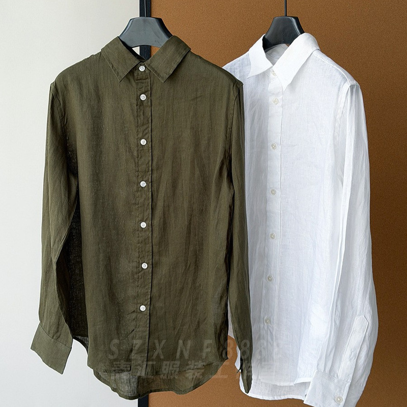 Relaxed Breathing Sensation, Old Money Style, All-Linen Classic Small Embroidery, High-End Versatile Shirt, Sun Protection Top for Women Relaxed Breathing Sensation, Old Money Style, All-Linen Classic Small Embroidery, High-End Versatile Shirt, Sun Protection Top for Women
