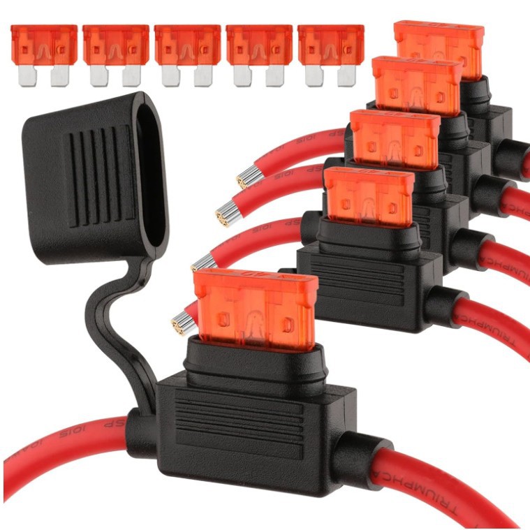 5件装汽车替换内联保险丝支架10AWG 40A ATC/ATO叶片保险丝