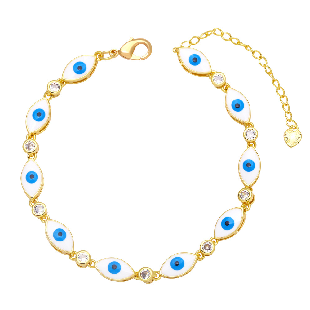 Boho Style Evil Eye Bracelet Color Dripping Eye Copper Bracelet Female Wholesale display picture 8