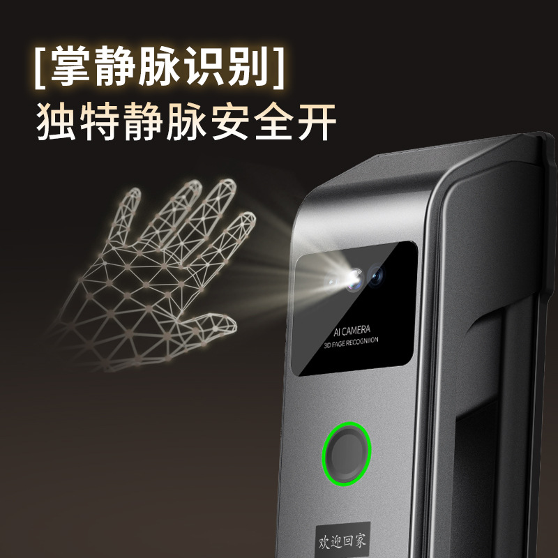 Palm Vein 3D Facial Recognition Smart Door Lock Password Lock Fingerprint Lock Intercom Smart Lock Monitoring Cross-Border Manufacturer