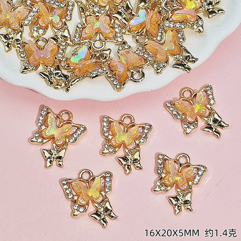 電気泳動 UV 高色保持バタフライペンダントコレクションダイヤモンド合金アクセサリー diy アクセサリーイヤリングネックレスペンダント素材|undefined