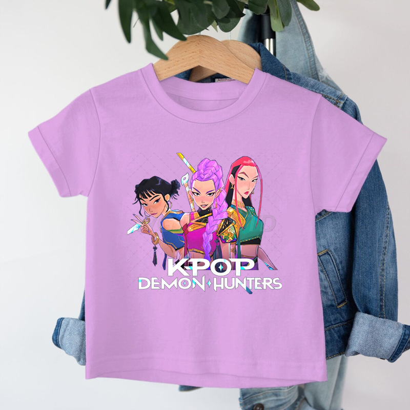 クロスボーダー KPop デーモンハンターデーモンハンターグループプリントコットン Tシャツ夏のファッション子供カジュアル半袖|undefined