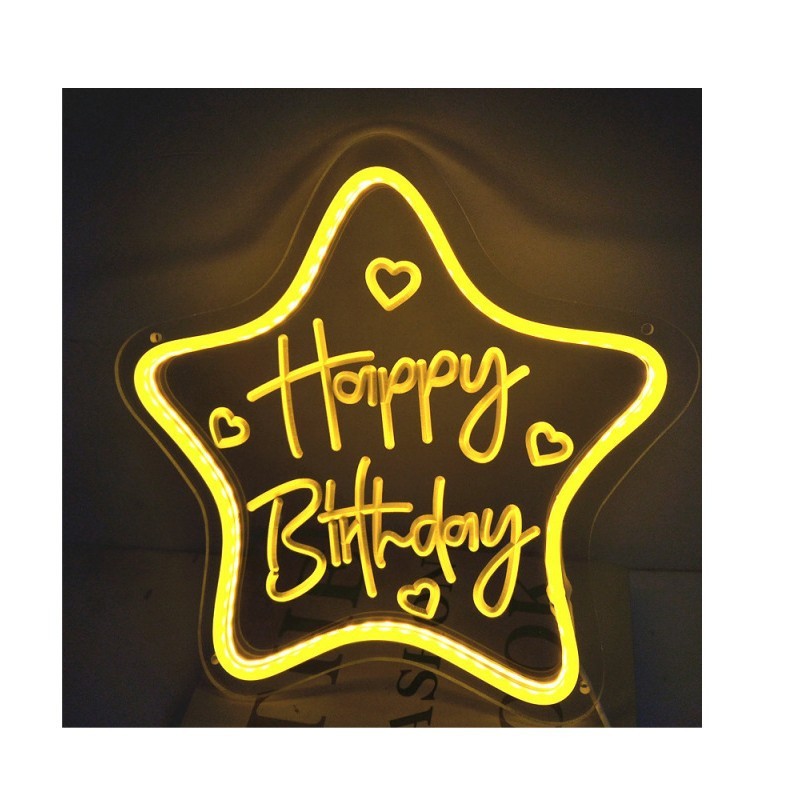 クロスボーダーお诞生日おめでとうledネオンHappy Birthdayケーキスタイリング祭りパーティー装饰ライトUSB|undefined