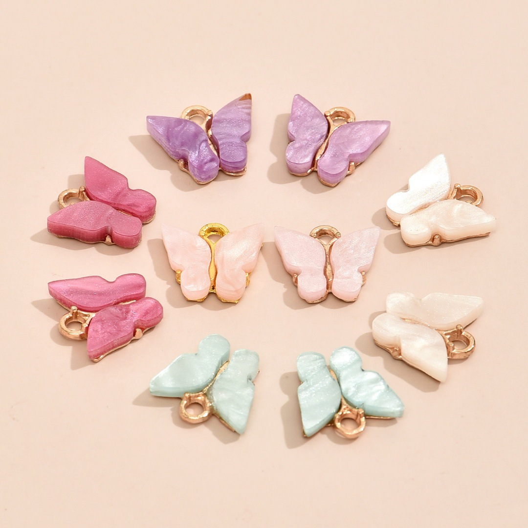 速卖通合金亚克力蝴蝶吊坠 手工挂件DIY制作耳环配件手链项链饰品