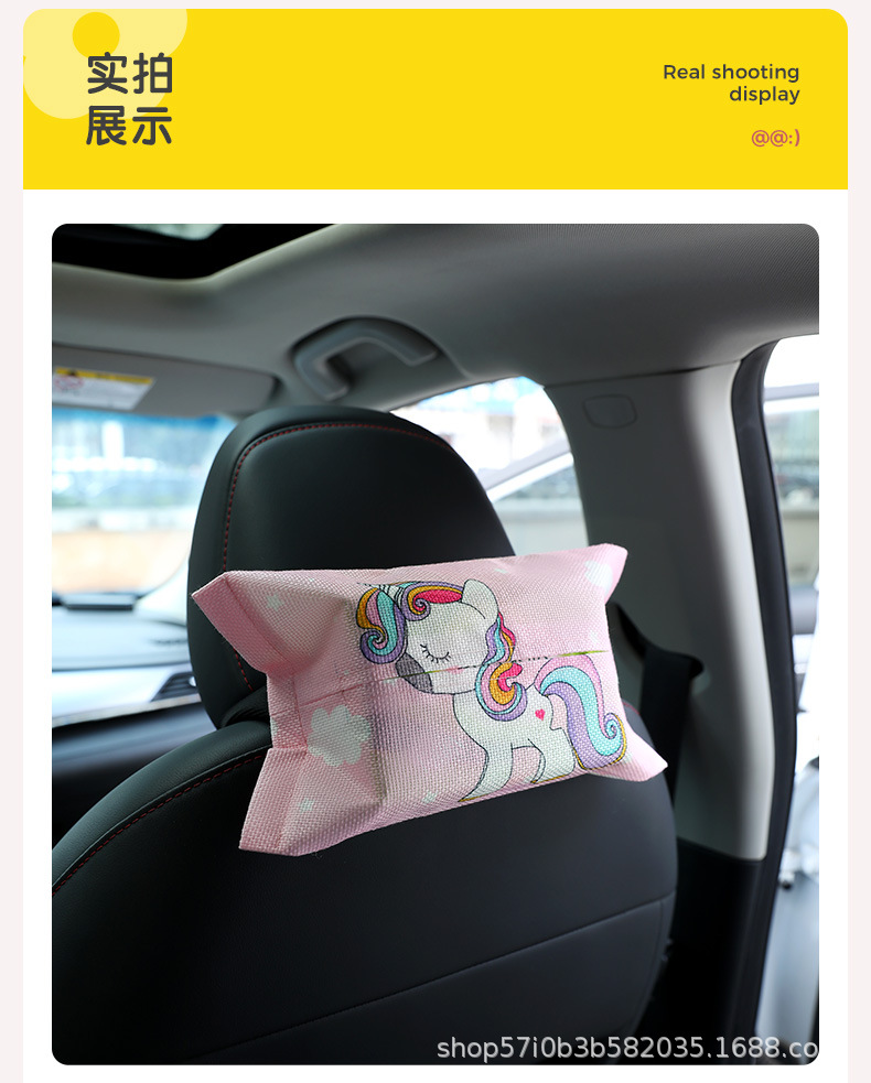 Creative Car Seat Tissue Box Hanging Car Seat Back Draining Cartoon Box Cover Car Interior Decoration Cartoon Cute