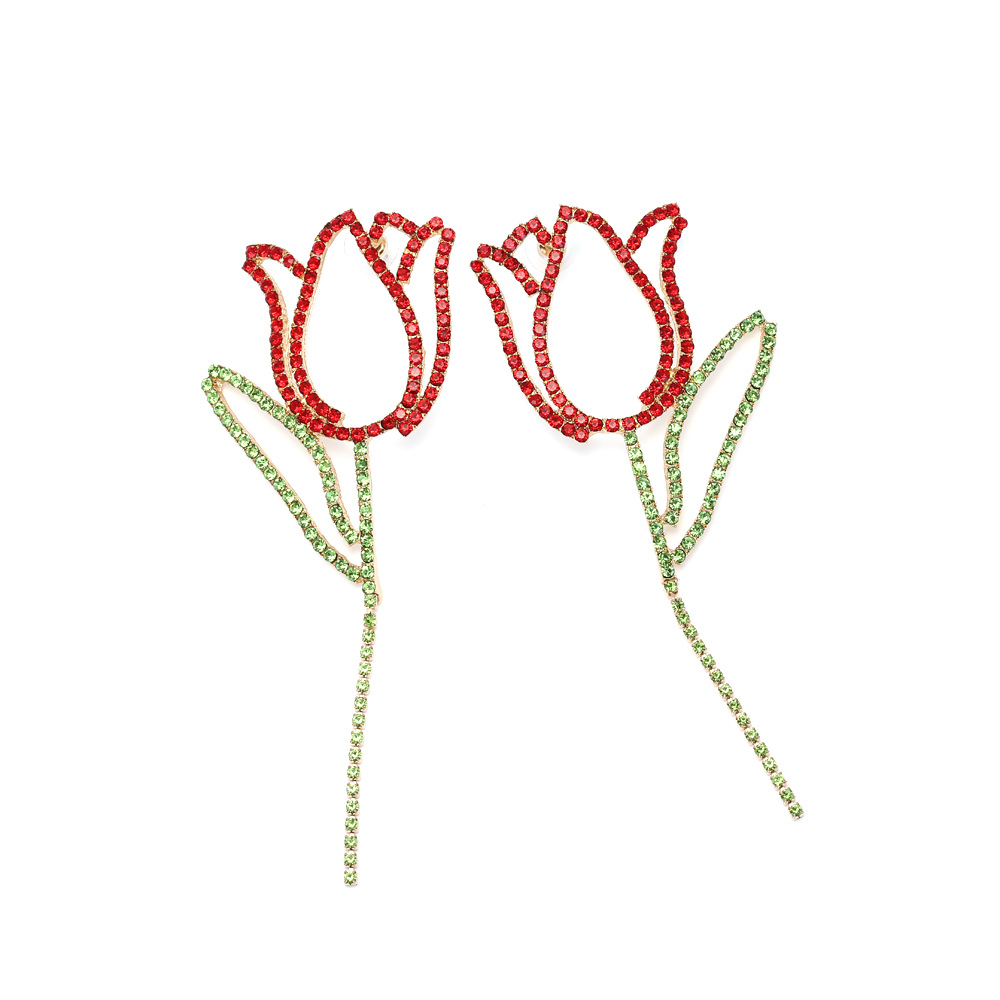 1 Paar Lässig Ferien Blume Inlay Legierung Strasssteine Tropfenohrringe display picture 9