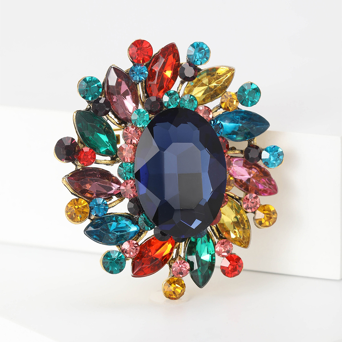 30g Weight Glass Inlay Material Brooches Classification Holiday Occasion Alloy Material Flower Pattern Women's Gender Inlay Design Simple Style Style Simple Style Pin Flower Alloy Inlay Glass Women's Brooches 16