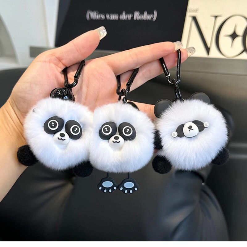 Insかわいいは、ウサギの毛のパンダのストラップの個性的な創造性のぬいぐるみdiyバッグのストラップのプレゼントに似ています|undefined