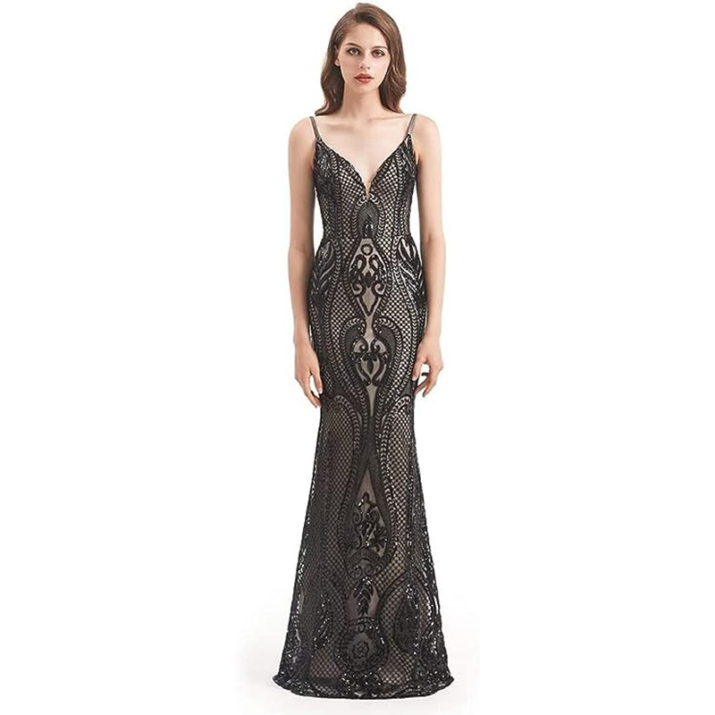 Vestido de Noche para Banquete 2025, Nuevo Estilo, Cola de Pez, Brillante, Elegante, de Alta Gama, para Presentadora, Pasarela, Reunión Anual