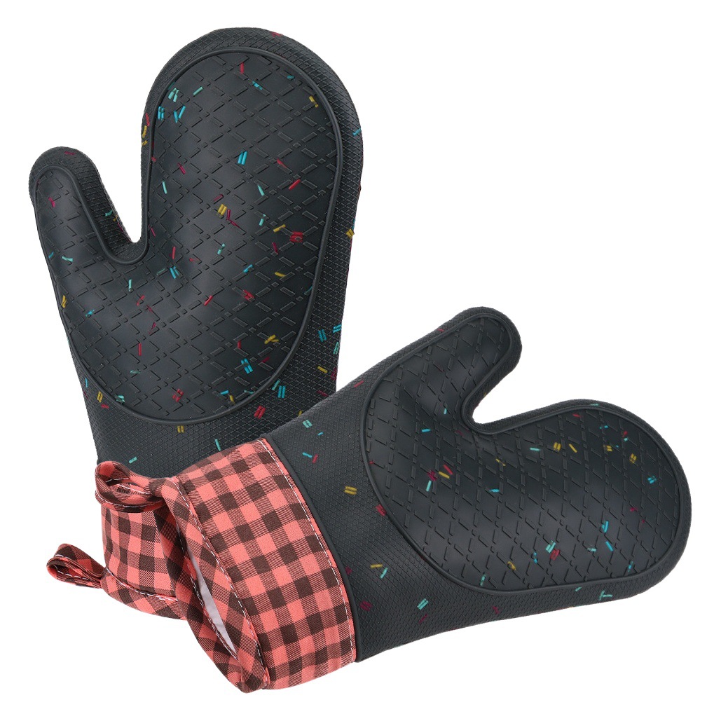 Guantes de horno de cocina de estilo nórdico guantes de silicona para hornear guantes creativos costura pequeña fantasía fresca guantes de aislamiento térmico