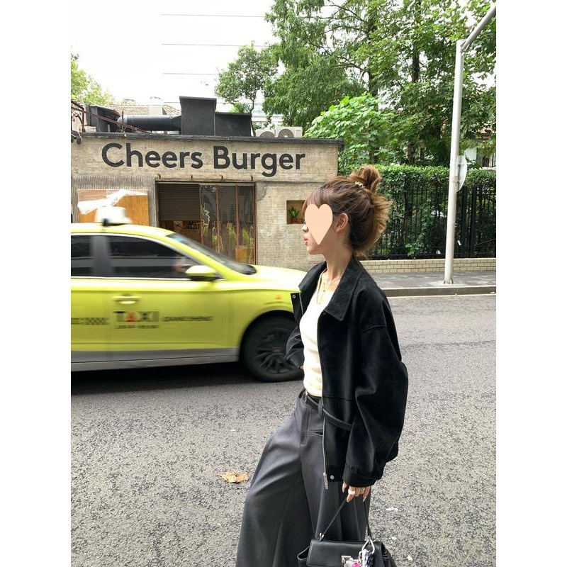 美式复古麂皮夹克女装2025年春季爆款宽松翻领休闲百搭显瘦外套潮|undefined