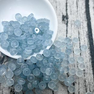 Ice Blue Jade Abacus Beads Wheel Flat Beads Spacer Ice Seed Loose Beads Craft Bracelet Spacer DIY