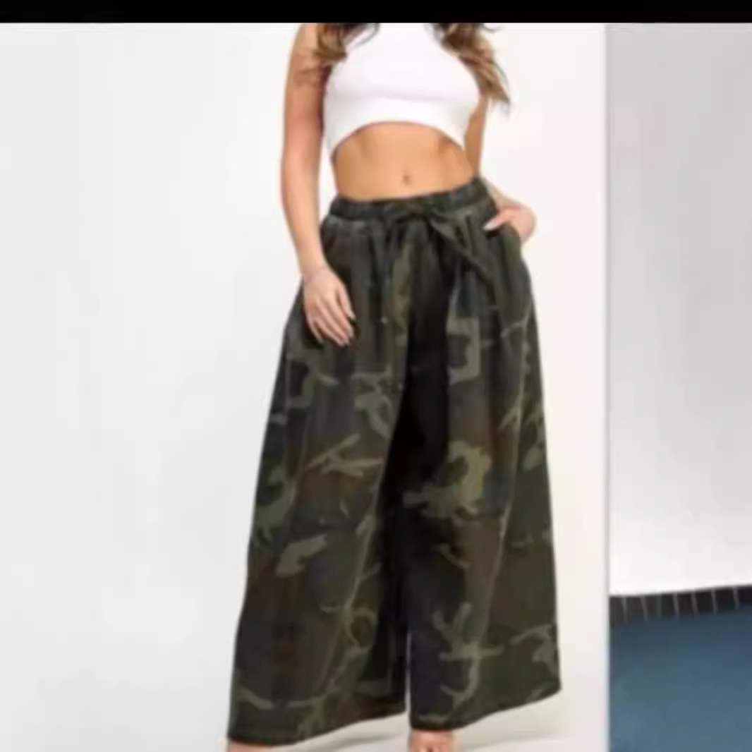 Women's Camouflage Wide Leg Pants Autumn Winter Casual Fashion_ecoleips.com