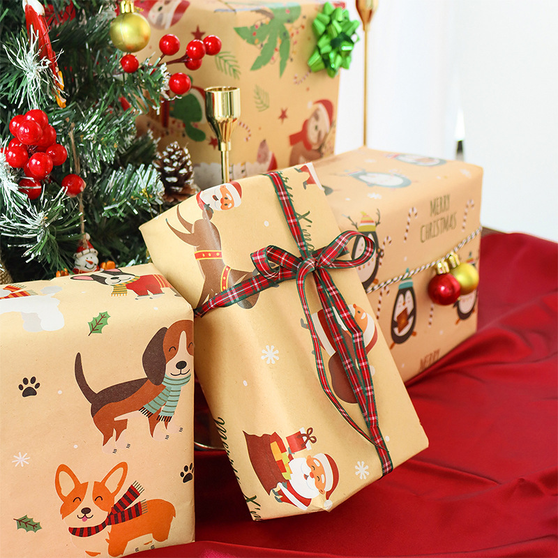 クロスボーダークリスマスギフト紙漫画クリスマスギフト包装紙サンタクロースヘラジカの花紙メーカー卸売|undefined