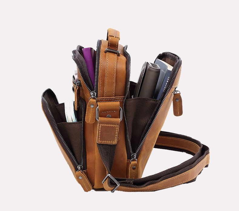 New business shoulder bag, men's leather bag, Crazy Horse leather messenger bag, casual retro large-capacity leather._ipsvogv.com