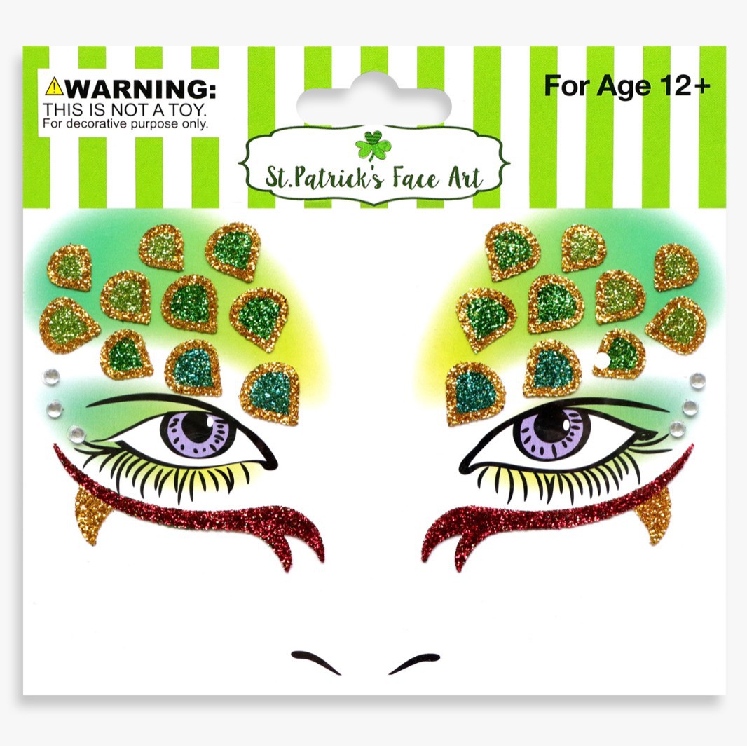 祝日のパーティーの舞台の化粧は顔を貼って化粧のシールを貼ります。