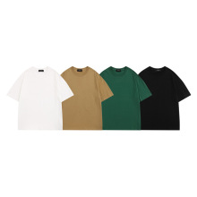 潮外 2023夏款日系潮流套头半袖男tee纯色基础款打底杉圆领T恤男