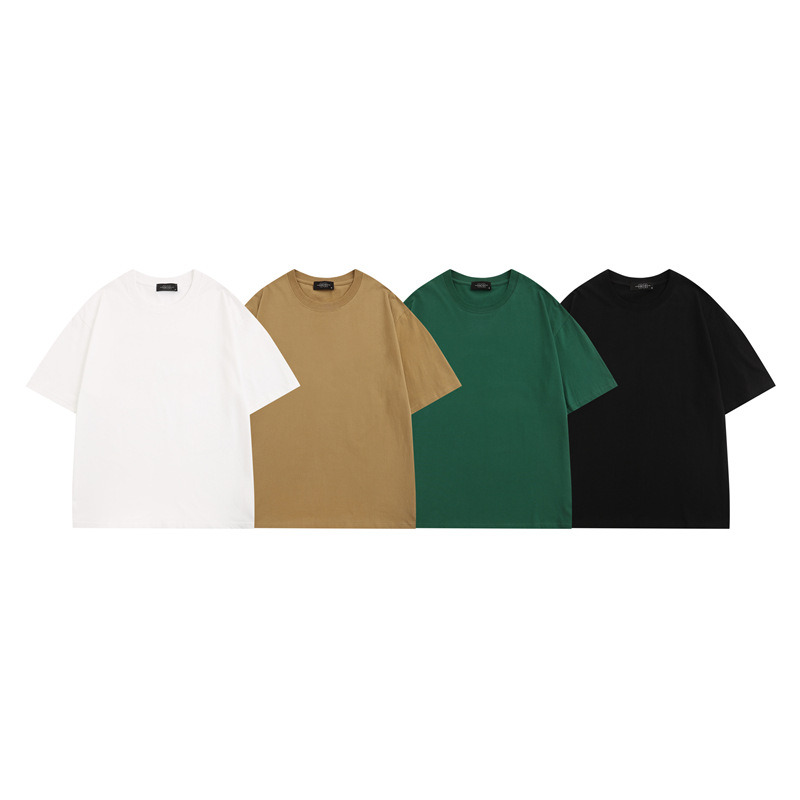 潮外 2023夏款日系潮流套头半袖男tee纯色基础款打底杉圆领T恤男