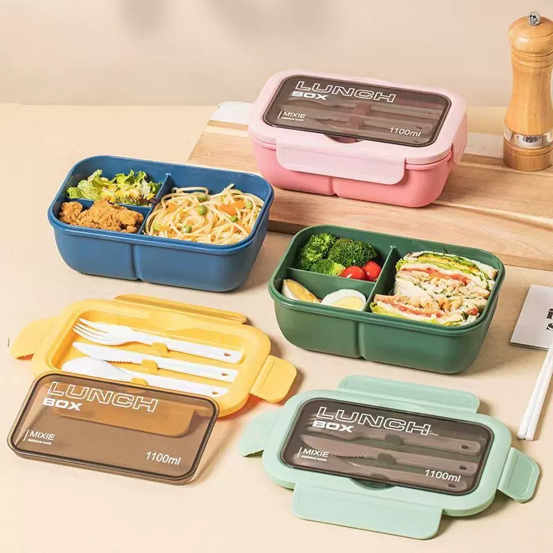 饭盒可进微波炉上班族家用学生便当盒餐具勺子冰箱保鲜盒食品级