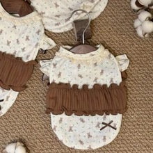 宠物衣服秋冬新款碎花蕾丝百搭打底衫狗狗猫咪柔软内搭