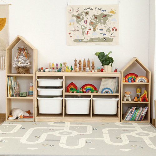 Montessori children's toy storage rack large capacity bookshelf display rack storage cabinet baby toy storage cabinet solid wood
