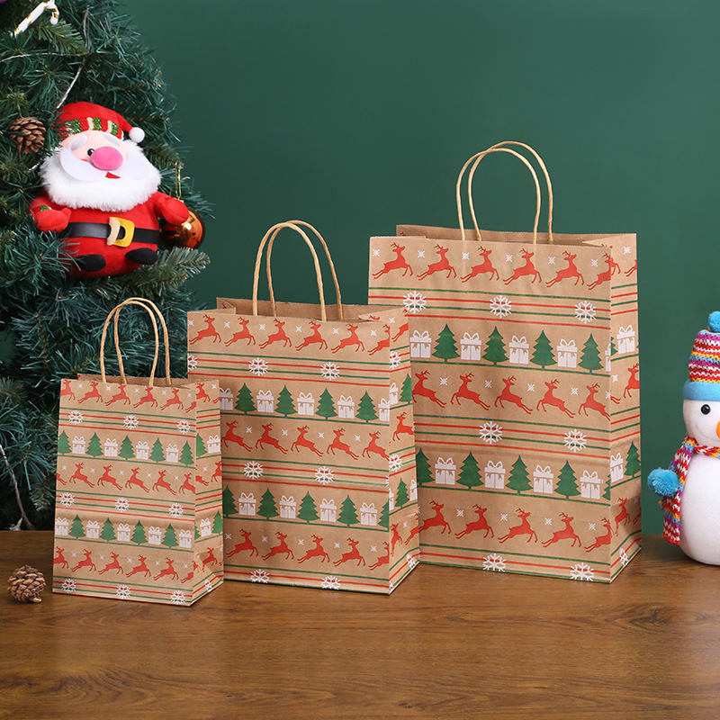 Insクリスマスキャンディー袋手提げクラフト紙袋大サイズクリスマスプレゼント手提げ袋手提げ手プレゼント包装紙袋|undefined