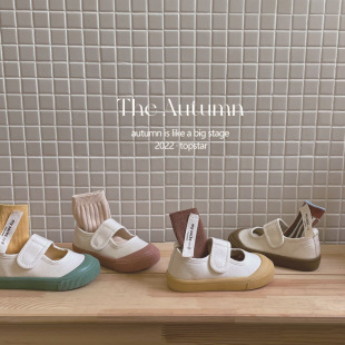 TS genuine goods Spring and Autumn Children's Shallow Mouth Canvas Shoes Boys and Girls Milk Shoes Korean Style Soft Bottom Kindergarten Indoor Shoes 1223
