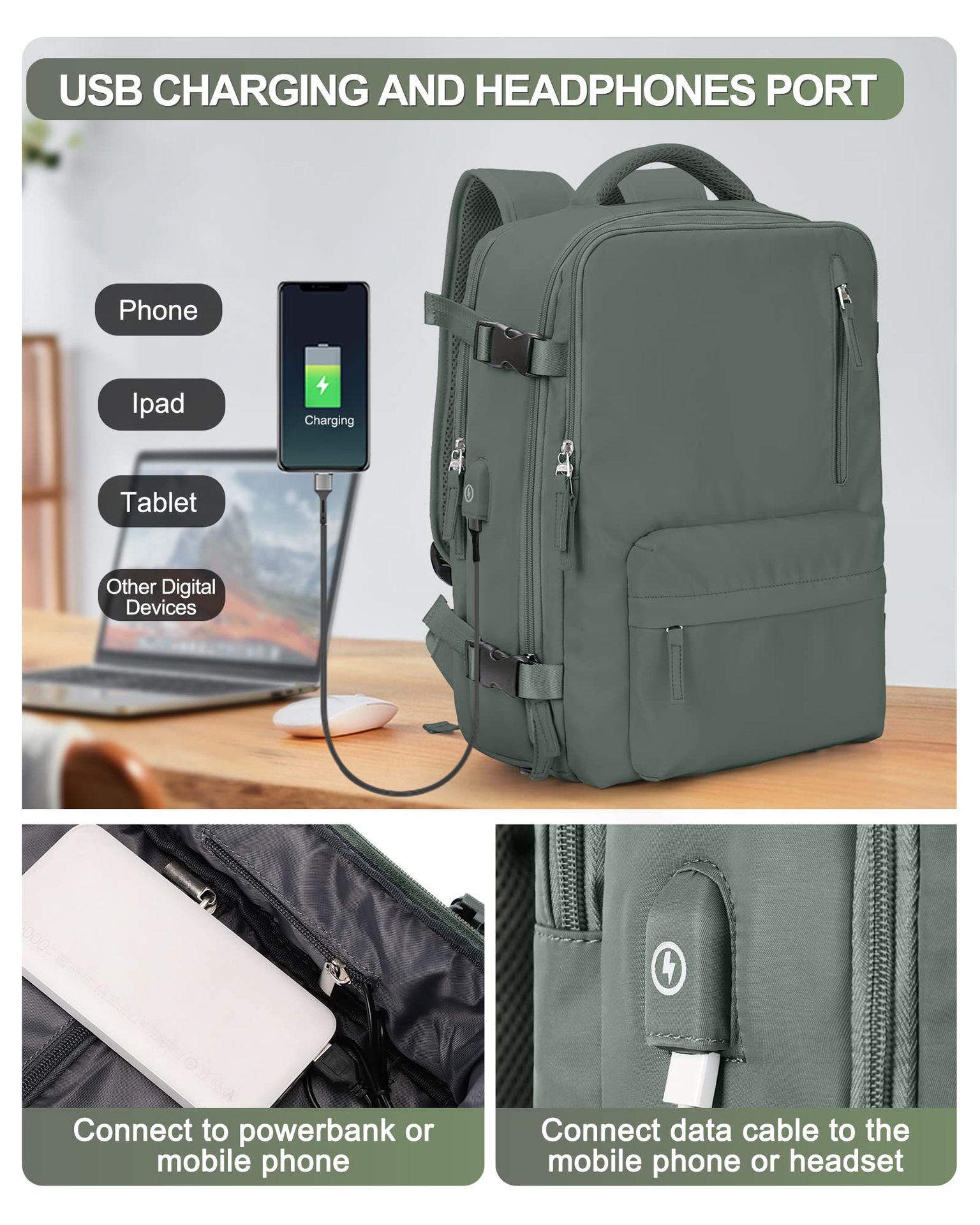 1875g Weight Nylon Lining Material Zipper Closure Type Double Shoulder Straps Strap Type Functional Backpack Bags Type Travel, Daily Occasion Nylon Material Women's Backpack Backpack Solid Color Pattern All Seasons Season Unisex Gender Streetwear Style Square Shape Solid Color Travel Daily Women's Backpack 48