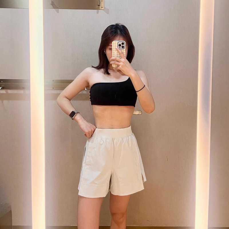 Lulu Fend Stretch Loose White High-Waisted Sports Shorts Summer New Yoga Sports Fitness Pants