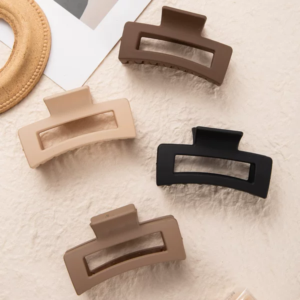 Classic Milk Coffee Color Matte Hair Clip for Women, Large Shark Clip Hair Accessory, Wholesale Cross-Border