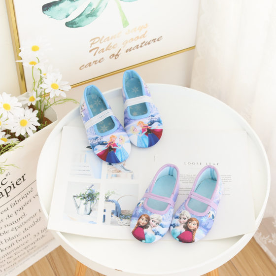 Cartoon Girls Little Princess elastic indoor single-layer shoes bag heel sweet floor slippers for feet shoes indoor slippers