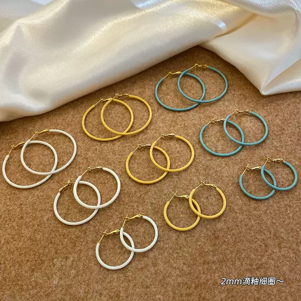Copper Gold-Plated Dopamine Colorful Enamel Drop Glaze Hoop Earrings for Women, New Fashion Stylish Hoop Earrings