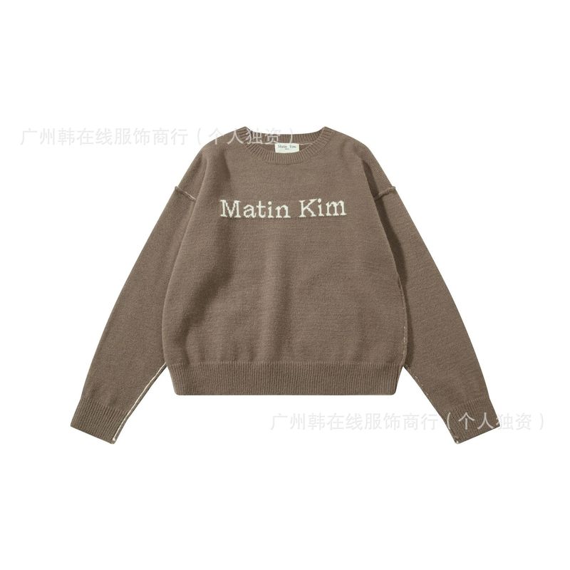 MatimKim 韩国小众设计师品牌 休闲男女同款提花圆领套头毛衣|undefined