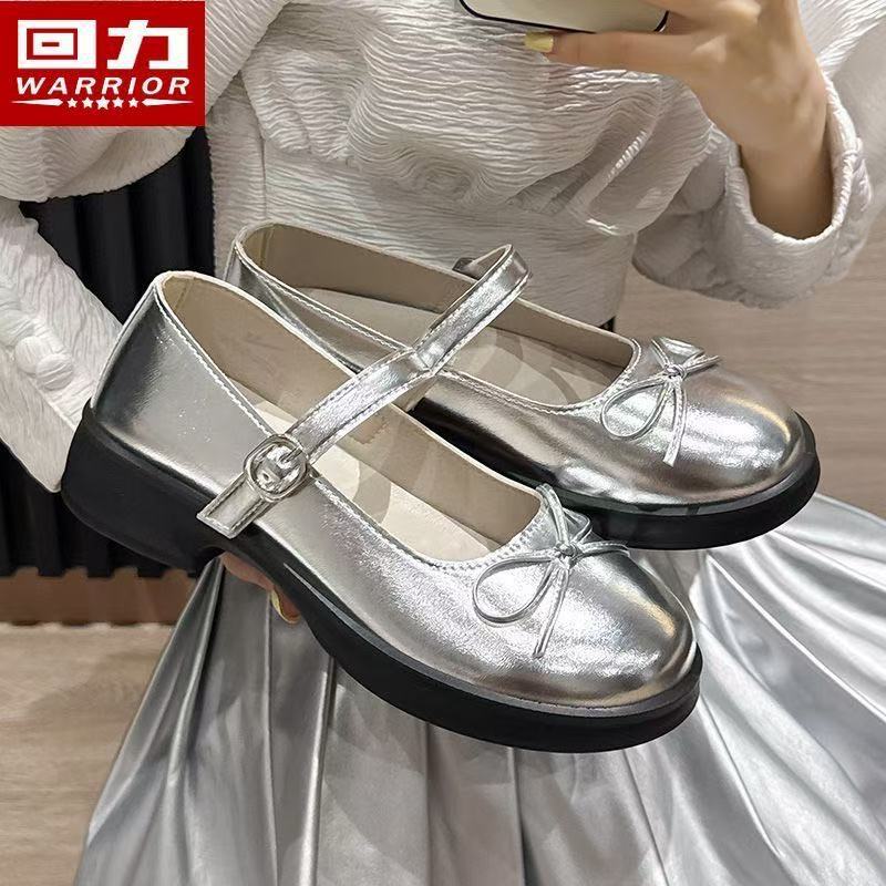 Huili Mary Jane women's shoes, versatile summer princess flats with a French bow, perfect for pairing with dresses, small leather shoes