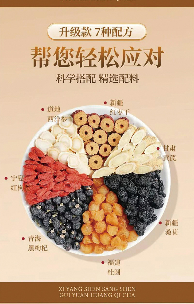 American Ginseng Astragalus Mulberry Goji Tea Qibao Tea 120g Individually Wrapped Herbal Blend quality and texture