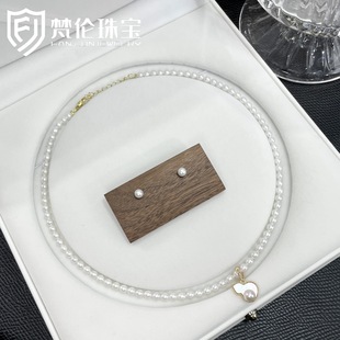 Light Luxury Camellia Small Pearl Necklace Women's High-End Clavicle Chain 2025 New Hot Style S925 Silver Earring Set