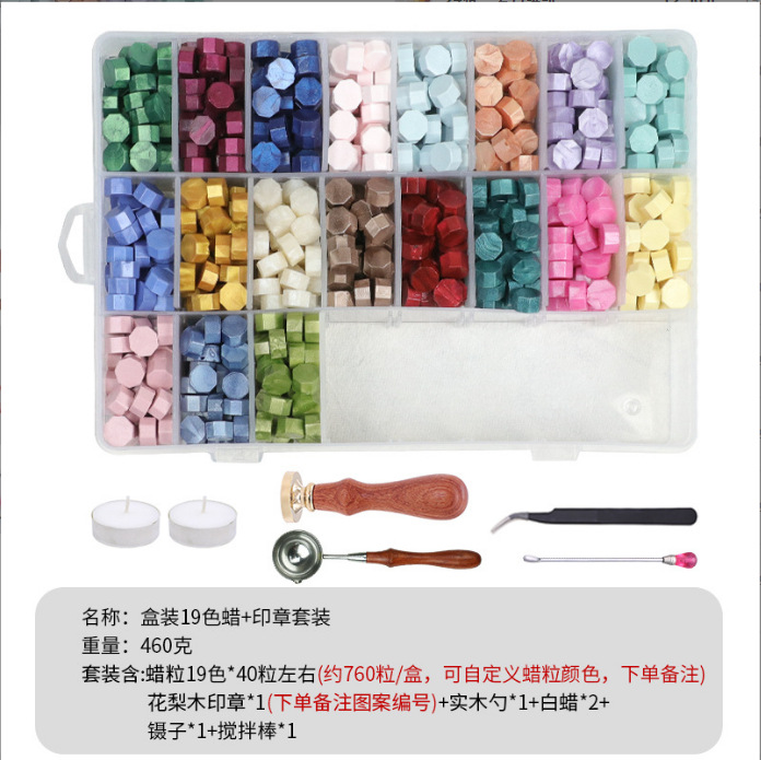 Fuego pintura cera grano traje de color mezclado 24 caja de cuadros de color ocho lados fuego pintura sellado cera fuego pintura sello cera grano fábrica al por mayor