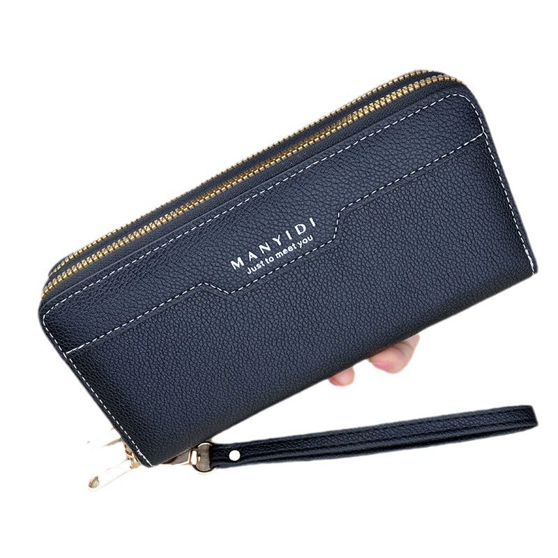 Wallet, long shoulder bag with zipper, capacious small clutch bag, genuine leather