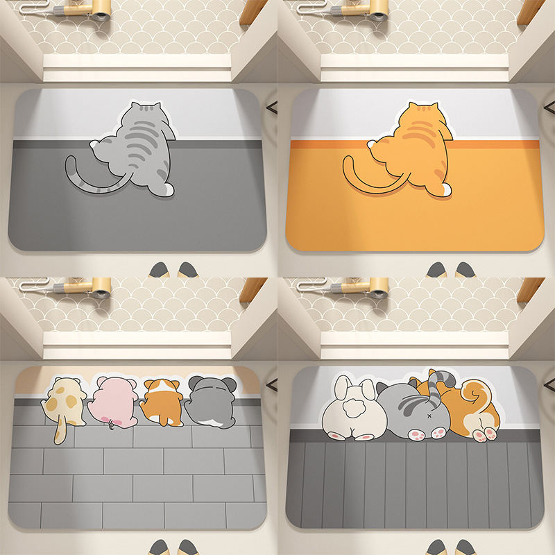 Wholesale new foreign trade inventory left over single soft diatom mud floor mat toilet mat absorbent foot mat wear-resistant home mat