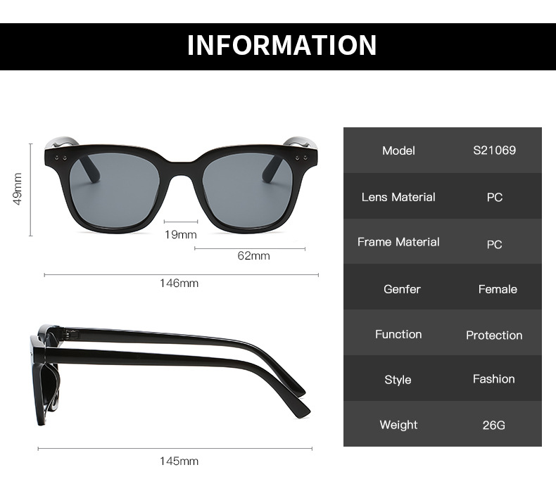 45g Weight Sunglasses Classification UV400 Protection Lens Material Outdoor Occasion Plastic Material Geometric Pattern Unisex Gender Elegant, Fashion, Simple Style Style Grey, Pink, Leopard, Black Color Elegant Fashion Simple Style Geometric UV400 Protection Women's Sunglasses 4