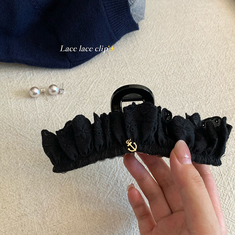 法式复古蕾丝花边抓夹发夹女2025新款高级感大号优雅鲨鱼夹子头饰|undefined