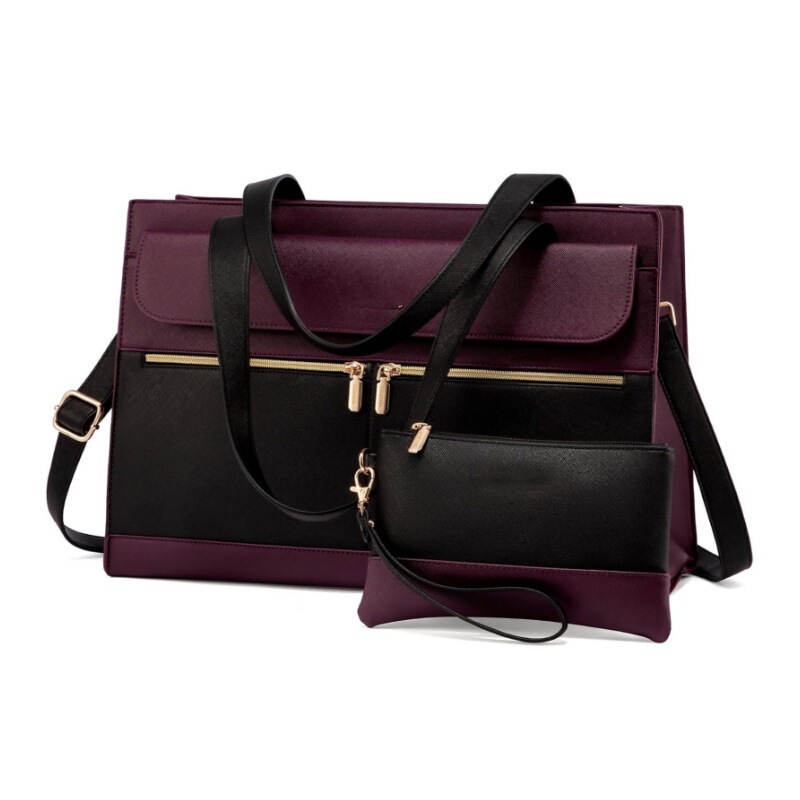 Women Computer Bag 15.6inch Laptop Handbag Waterproof Leather Teacher Shoulder Bag