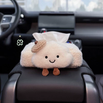 2025 New Car Tissue Box, Car Armrest Box Tissue Holder, Seat-Mounted Car Tissue Bag, Cute Cloud Design for Women (Car tissue box/set) - gentlemans-beret-cloud-armrest-box-tissue-box