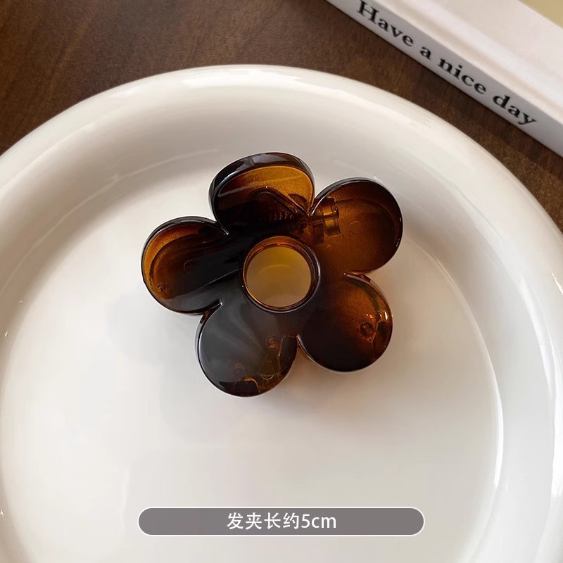 夏日多巴胺色系五瓣花朵小号抓夹ins半扎发夹后脑勺鲨鱼夹|undefined