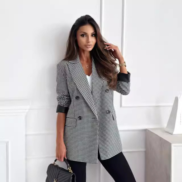 2024 Autumn Cross-border New Suit Collar Long Sleeve Elegant Commuter Small Suit Jacket Fashion Slim Solid Color Jacket 2024 Autumn Cross-border New Suit Collar Long Sleeve Elegant Commuter Small Suit Jacket Fashion Slim Solid Color Jacket