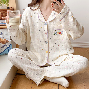 Pure Cotton Gauze Moon Clothing Summer Thin Postpartum plus size Pajamas for Pregnant Women Spring and Autumn Pregnancy Breastfeeding Dual-use