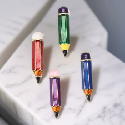 New Fashion Creative Alloy Enamel Pencil Brooch Niche Design Men's and Women's Suit Cardigan Corsage Jewelry Pin