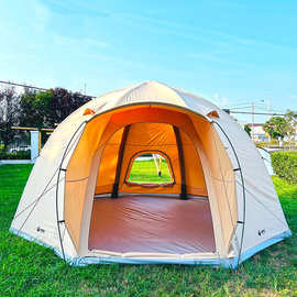 趣野营户外八角一体式充气帐篷球形帐圆顶帐加厚棉布精致露营装备