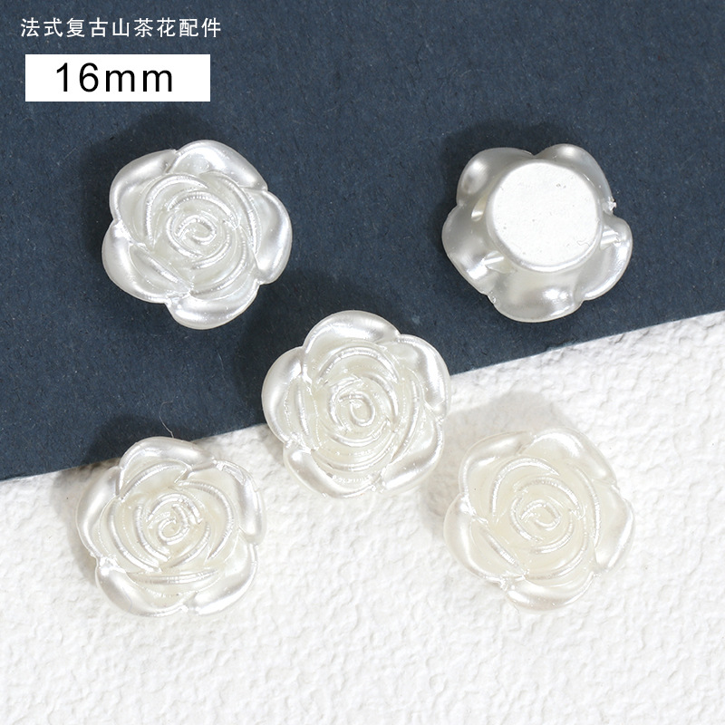 Resalte ABS perla de imitación con agujero beige camelia horquilla joyería accesorios para el cabello perlas de bricolaje al por mayor accesorios Yake